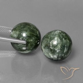 Gemas de serafinita Verde grisáceo natural de 36.86 ct, Esfera / Bola, Opaco