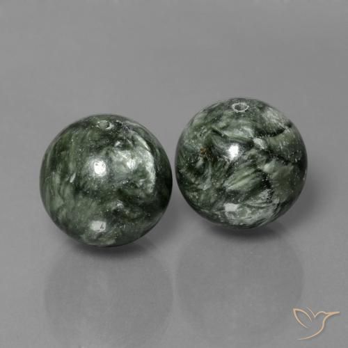 Gemas de Serafinita Verde natural de 38.39 ct, Esfera / Bola, Opaco