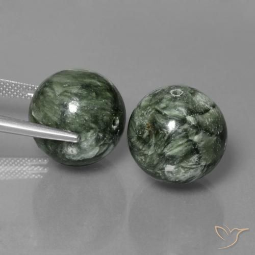 Gemas de Serafinita Verde natural de 38.39 ct, Esfera / Bola, Opaco