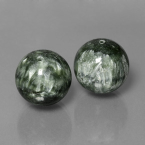 Gemas de serafinita verde natural de 39,38 ct, esfera / bola, opaco