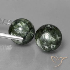 Gemas de Serafinita Verde natural de 38.64 ct, Esfera / Bola, Opaco