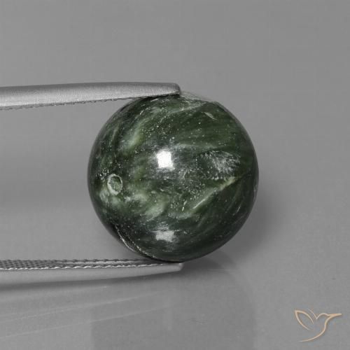 Serafinita verde natural de 19,74 ct, esfera / bola, opaco