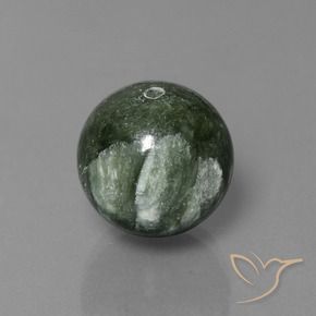Serafinita verde natural de 19,74 ct, esfera / bola, opaco