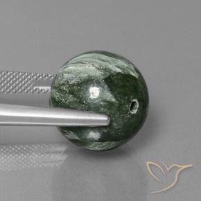 Serafinita verde natural de 19,74 ct, esfera / bola, opaco