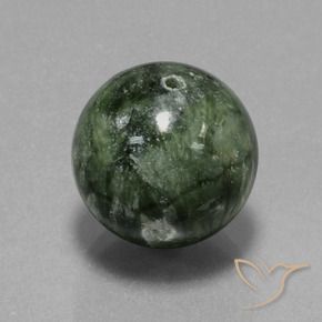 serafinita Verde terroso natural de 19.22 ct, Esfera / Bola, Opaco