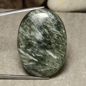 Serafinita Verde natural de 50.25 ct, Corte Óvalo, Opaco