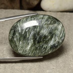 Serafinita Verde natural de 50.25 ct, Corte Óvalo, Opaco