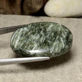 Serafinita Verde natural de 50.25 ct, Corte Óvalo, Opaco
