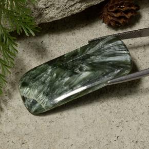 Serafinita Verde natural de 27.75 ct, Corte Cojín, Opaco