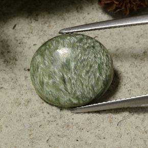 Serafinita verde natural de 5,77 ct, corte óvalo, opaco