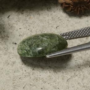 Serafinita verde natural de 5,77 ct, corte óvalo, opaco