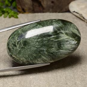Serafinita verde natural de 56,57 ct, corte óvalo, opaco