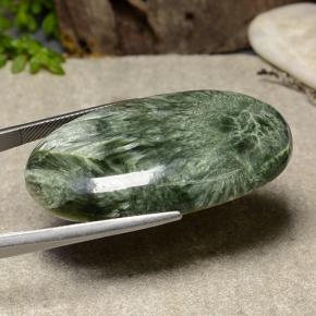 Serafinita verde natural de 56,57 ct, corte óvalo, opaco