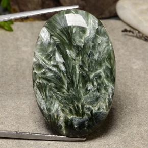 Serafinita verde natural de 39,09 ct, corte óvalo, opaco
