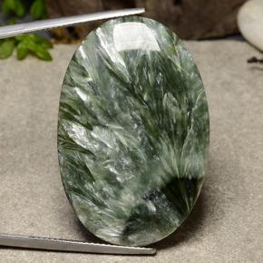 Serafinita verde natural de 38,12 ct, corte óvalo, opaco