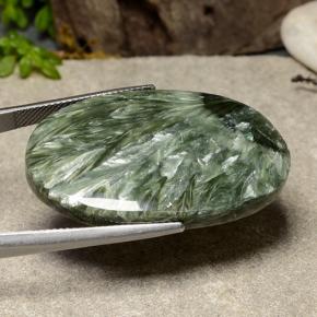 Serafinita verde natural de 38,12 ct, corte óvalo, opaco