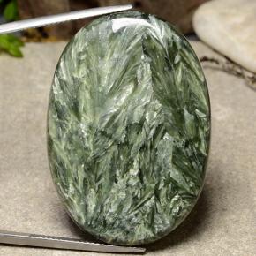 Serafinita verde natural de 51,64 ct, corte óvalo, opaco