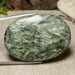 Serafinita verde natural de 51,64 ct, corte óvalo, opaco