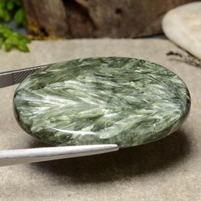 Serafinita verde natural de 51,64 ct, corte óvalo, opaco