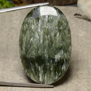 Serafinita verde natural de 39,98 ct, corte óvalo, opaco