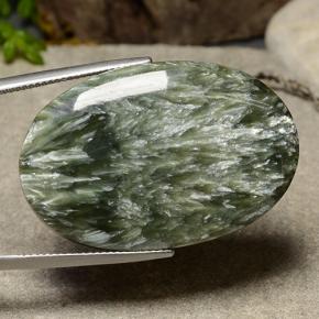 Serafinita verde natural de 39,98 ct, corte óvalo, opaco