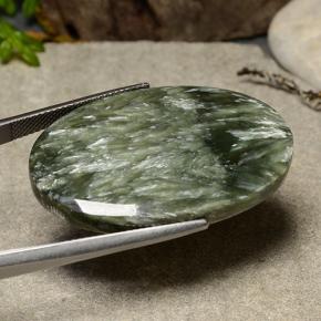 Serafinita verde natural de 39,98 ct, corte óvalo, opaco