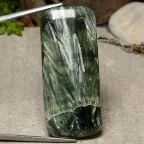 Serafinita verde natural de 41,10 ct, corte cojín, opaco