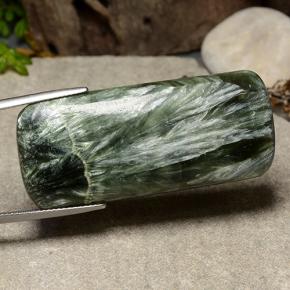 Serafinita verde natural de 41,10 ct, corte cojín, opaco