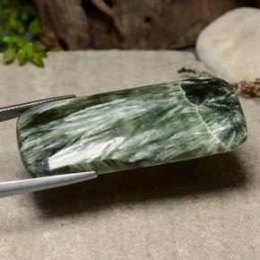 Serafinita verde natural de 41,10 ct, corte cojín, opaco