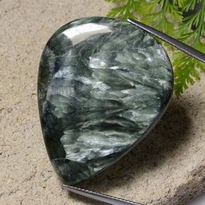 Serafinita Verde oscuro natural de 34.19 ct, En forma de pera, Opaco