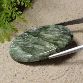 Serafinita verde natural de 42,15 ct, corte óvalo, opaco