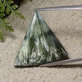 Serafinita verde natural de 13,87 ct, forma elegante, opaco