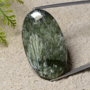 Serafinita Verde natural de 40.84 ct, Corte Óvalo, Opaco