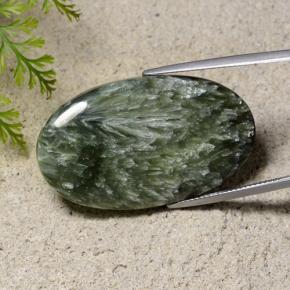 Serafinita Verde natural de 40.84 ct, Corte Óvalo, Opaco