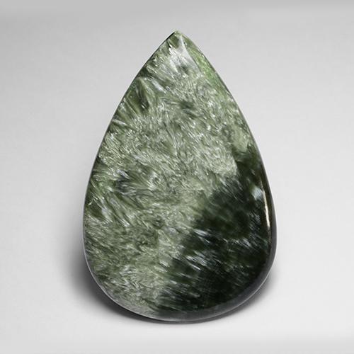 Serafinita Verde militar natural de 77.14 ct, En forma de pera, Opaco