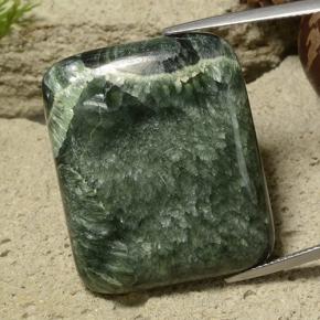 Serafinita Verde oscuro natural de 46.46 ct, Corte Cojín, Opaco