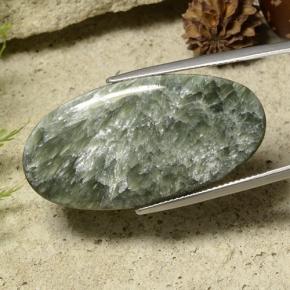 Serafinita verde natural de 23,88 ct, corte óvalo, opaco
