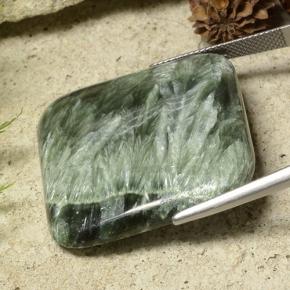 Serafinita Verde natural de 44.32 ct, Corte Cojín, Opaco