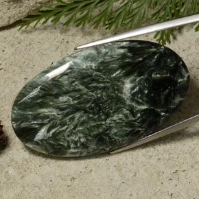 Serafinita Verde natural de 50.74 ct, Corte Óvalo, Opaco