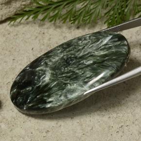 Serafinita Verde natural de 50.74 ct, Corte Óvalo, Opaco