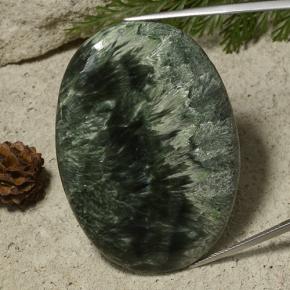 Serafinita verde natural de 78,68 ct, corte óvalo, opaco