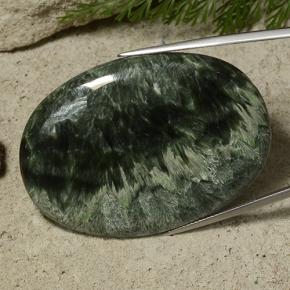 Serafinita verde natural de 78,68 ct, corte óvalo, opaco