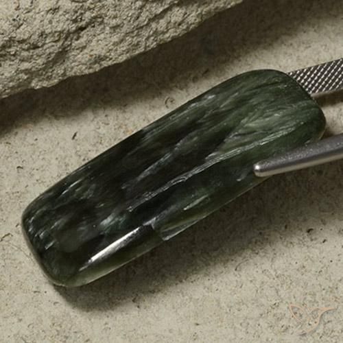 Serafinita Multicolor natural de 32.63 ct, Corte Cojín, Opaco