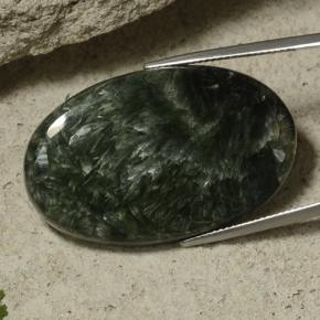 Serafinita Verde oscuro natural de 40.35 ct, Corte Óvalo, Opaco