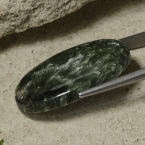 Serafinita Verde oscuro natural de 40.35 ct, Corte Óvalo, Opaco
