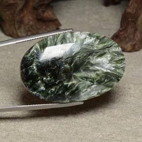 Serafinita verde natural de 46,22 ct, corte óvalo, opaco