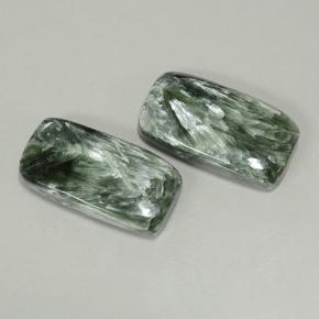 Gemas de serafinita verde natural de 18,16 ct, corte cojín, opaco