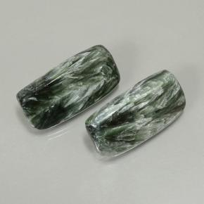 Gemas de serafinita verde natural de 18,16 ct, corte cojín, opaco