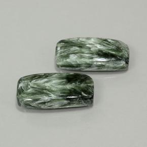 Gemas de serafinita verde natural de 18,16 ct, corte cojín, opaco
