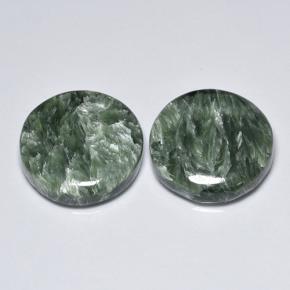 Gemas de Serafinita Verde medio natural de 16.73 ct, Corte Redondo, Opaco